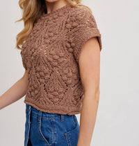 Bluivy - Short Sleeve Cropped Knit Sweater