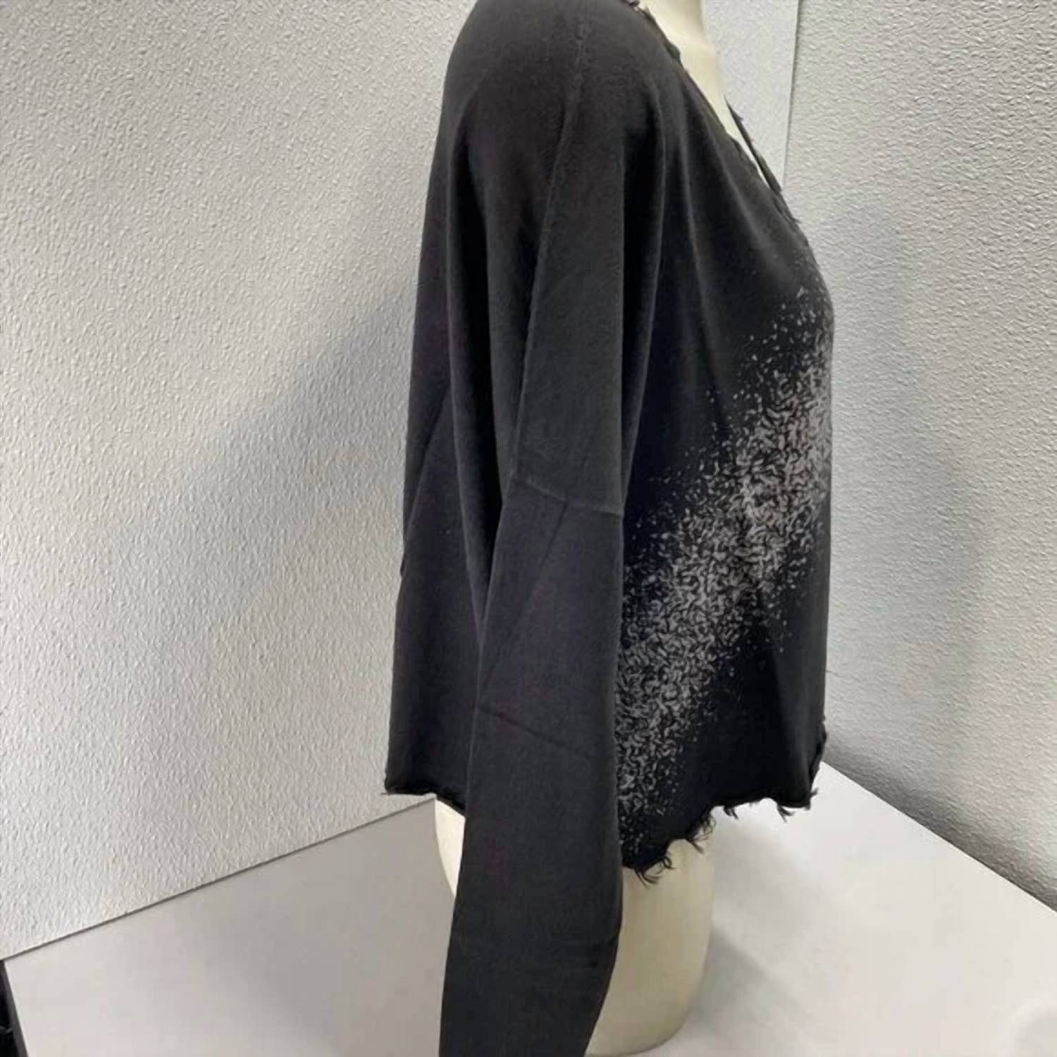 PLANET by Lauren G. Women’s Pima Cotton Cardigan in black - women's cardigan - detail view