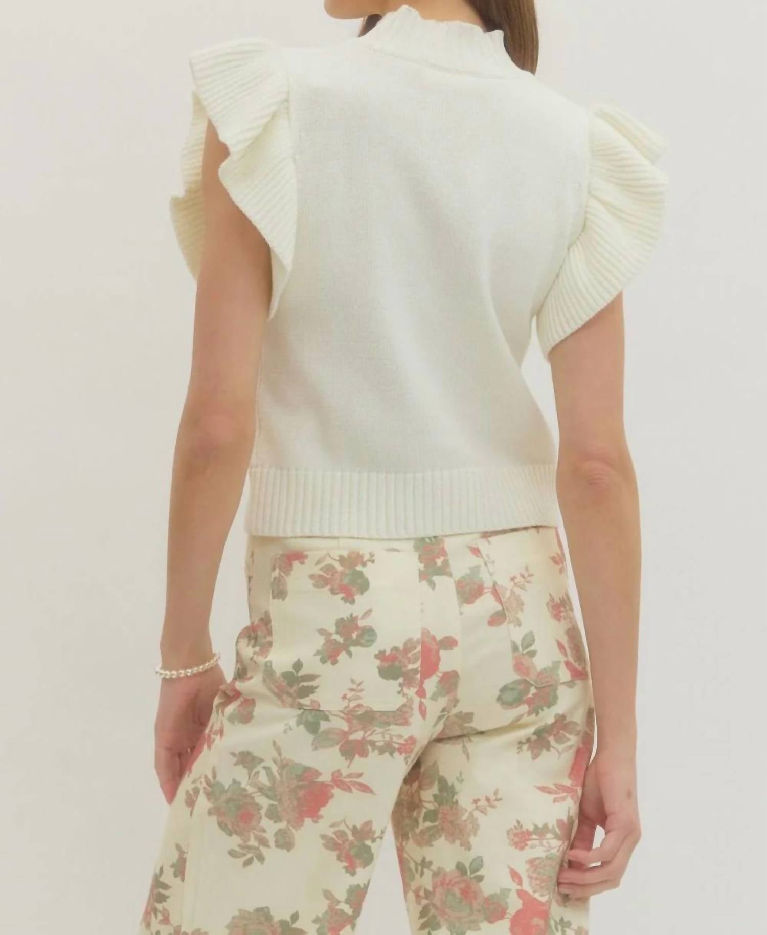 Entro - Lexi Ruffle Sleeve Knit Top