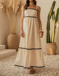 Skies Are Blue - Sleeveless Square Neck Midi Dress
