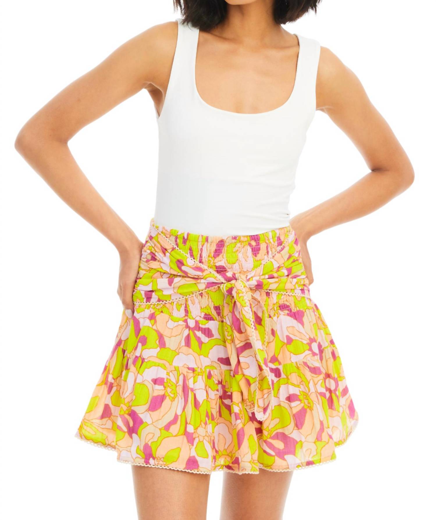 ALLISON NEW YORK Chase Mini Skirt in tropical flowers - women's skirt