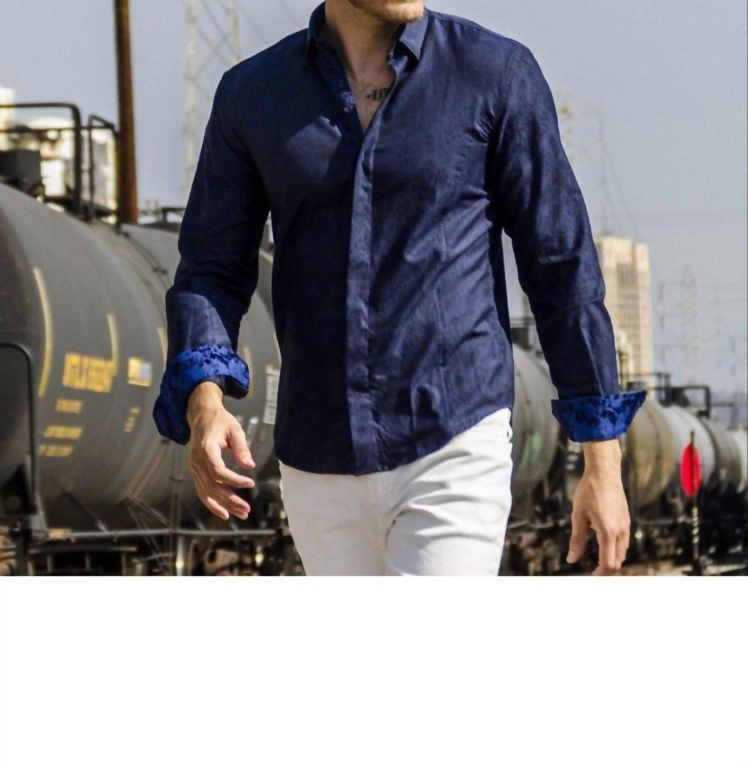 Eight X - Jacquard Button Down Shirt With Paisley Flocking