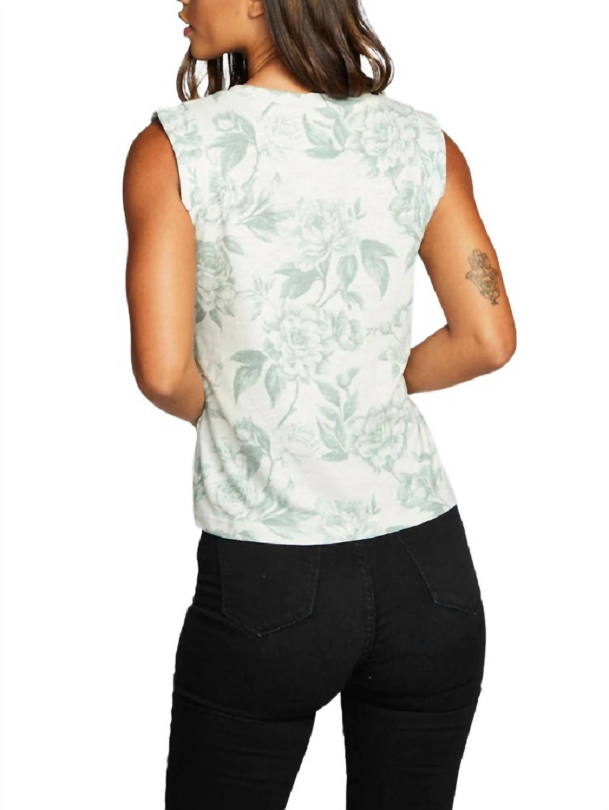Chaser - GAUZE JERSEY ROLLED ARMHOLE V NECK MUSCLE TANK