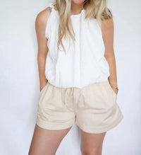 English Factory - Breezy Cotton High-waisted Flare Shorts