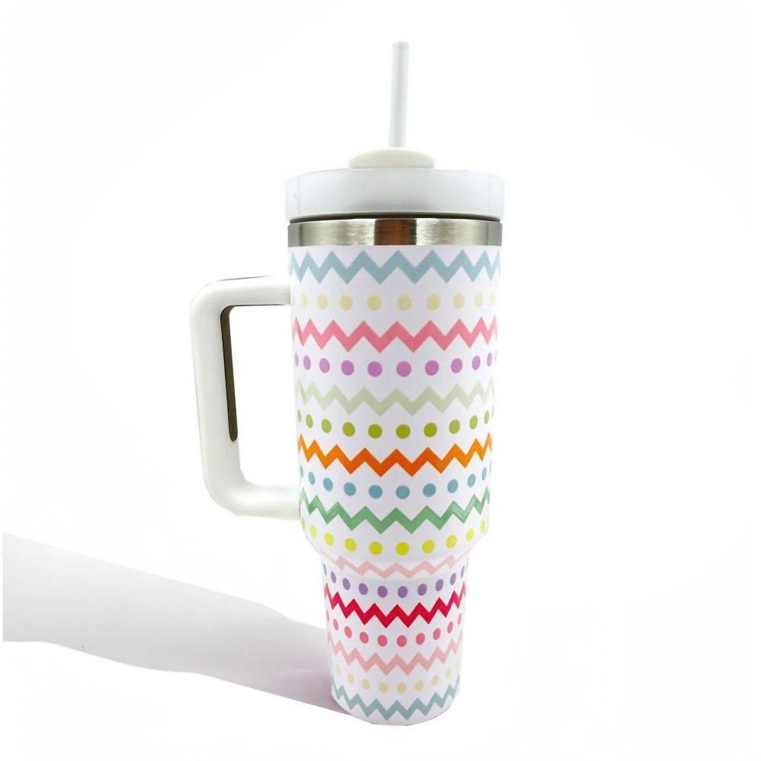 Judson & Co. - Stripe Printed 40 Oz Double Wall Stainless Steel Vacuum Tumbler Handle