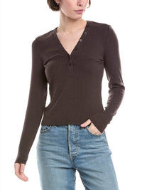 Frame - Slinky Long Sleeve Rib Henley Top