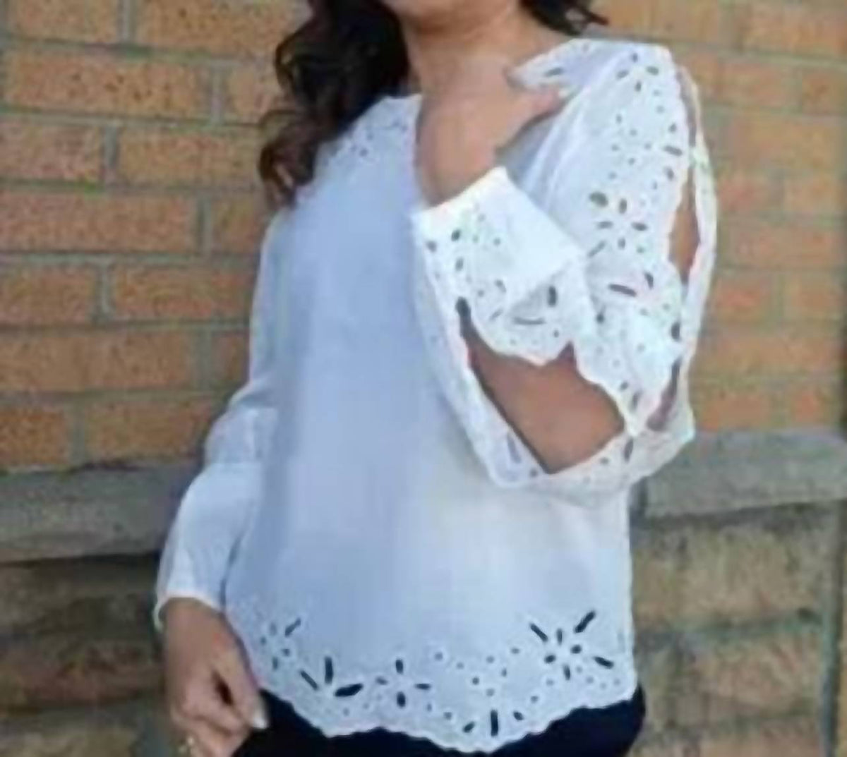 Charlie B - Long Sleeve Eyelet Blouse