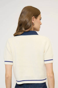 Central Park West - Eden Short Sleeve Denim Collared Polo Top