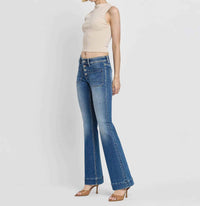 VERVET BY FLYING MONKEY Mid Rise Trouser Hem Flare Jean in gleefully - women's jeans - view 8