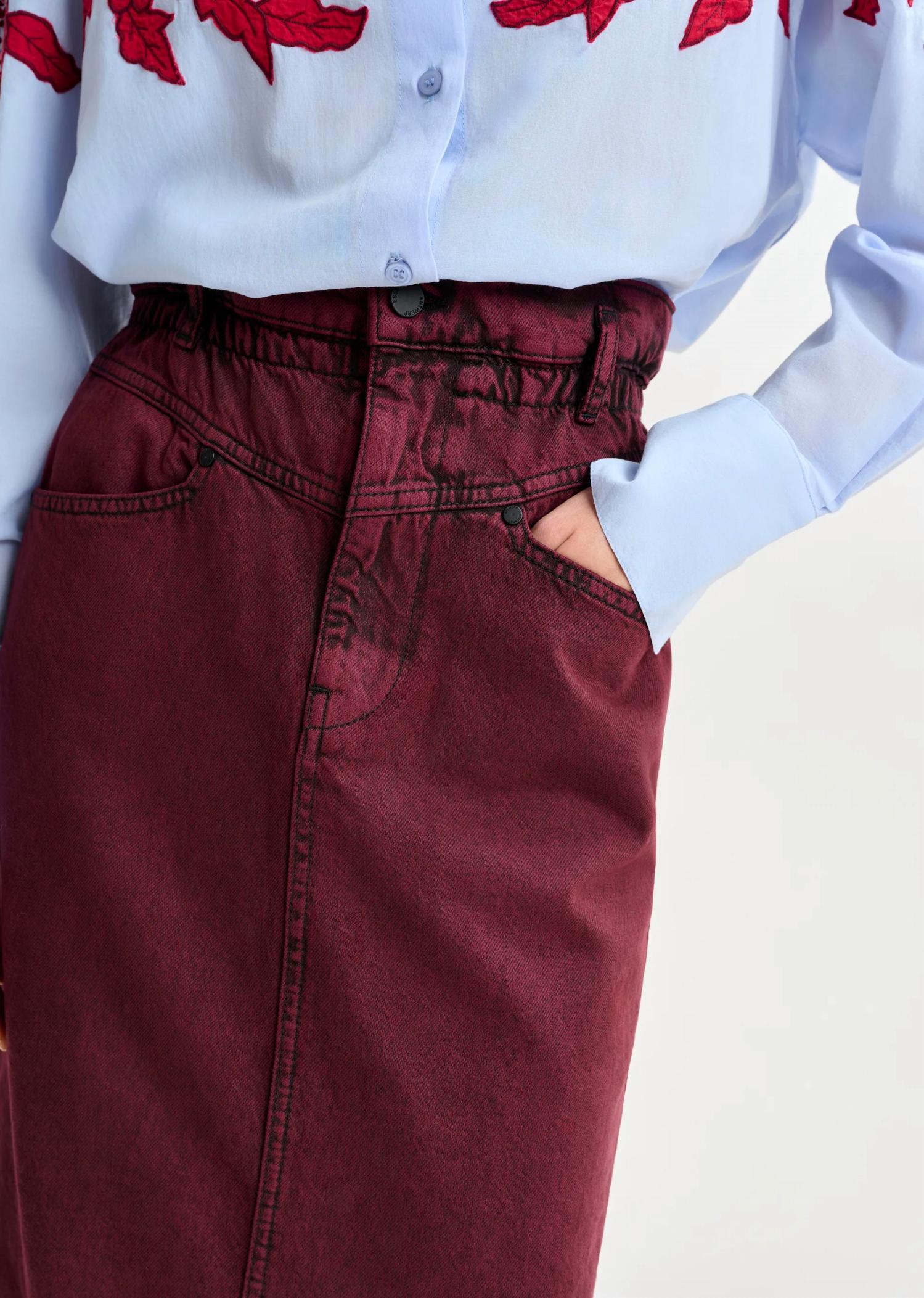 ESSENTIEL ANTWERP Inclusive Overdye Denim Skirt in margot mauve - women's skirt - view 5