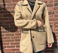 Elliott Lauren Whipstitch Wool Blend Coat in camel and black - women's jacket - alternate view