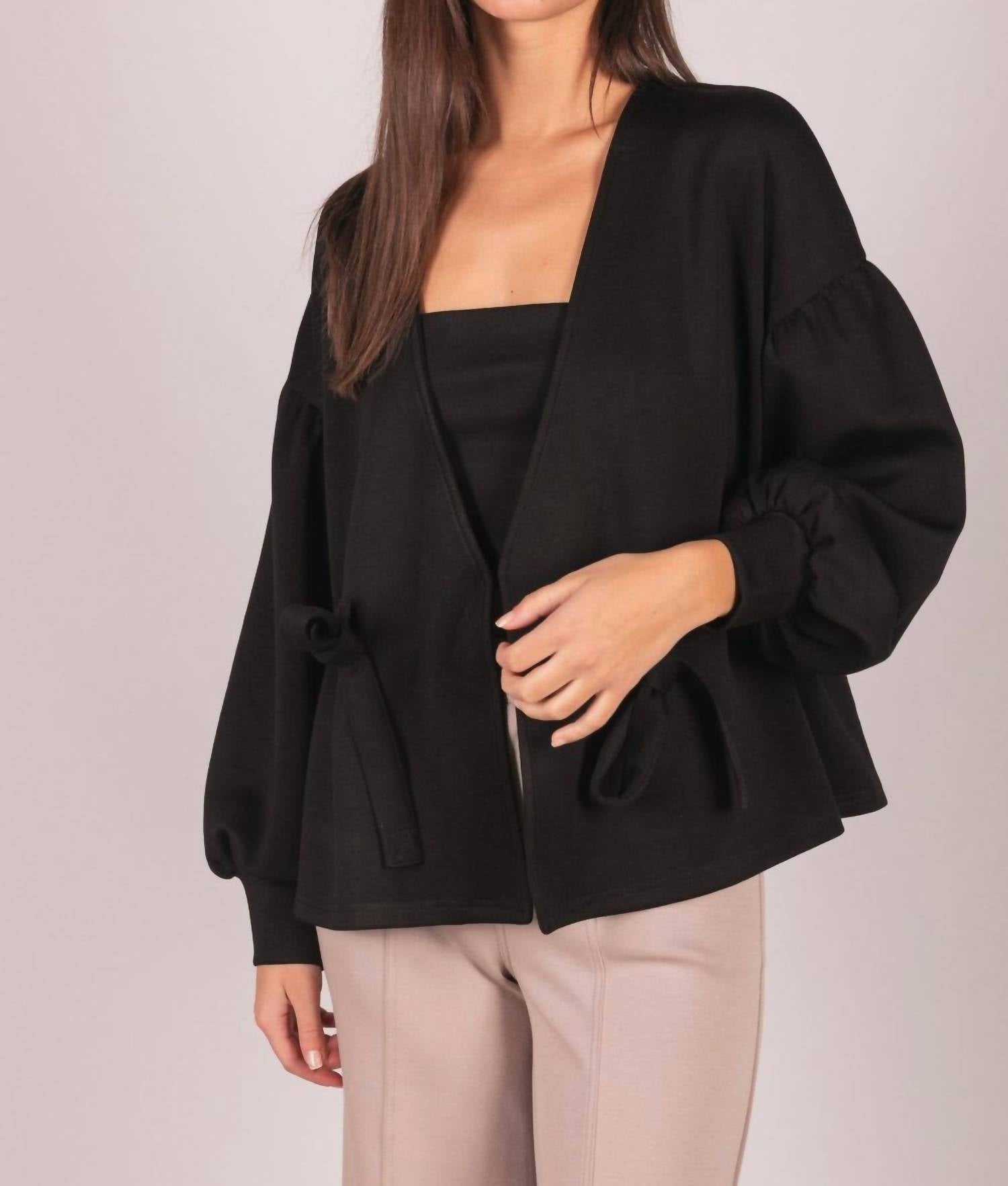 P.CILL Butter Modal Wrap Cardigan in black - women's cardigan - alternate view