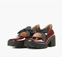 ALL BLACK Women's Tap And Lugg Loafers in wine - women's flats - detail view