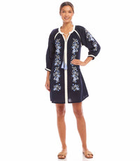 Karen Kane - Basilia Blouson Sleeve Embroidered Mini Peasant Dress