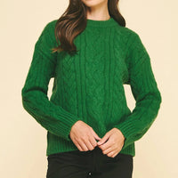 PINCH Cable Knit Sweater in green - women's sweater