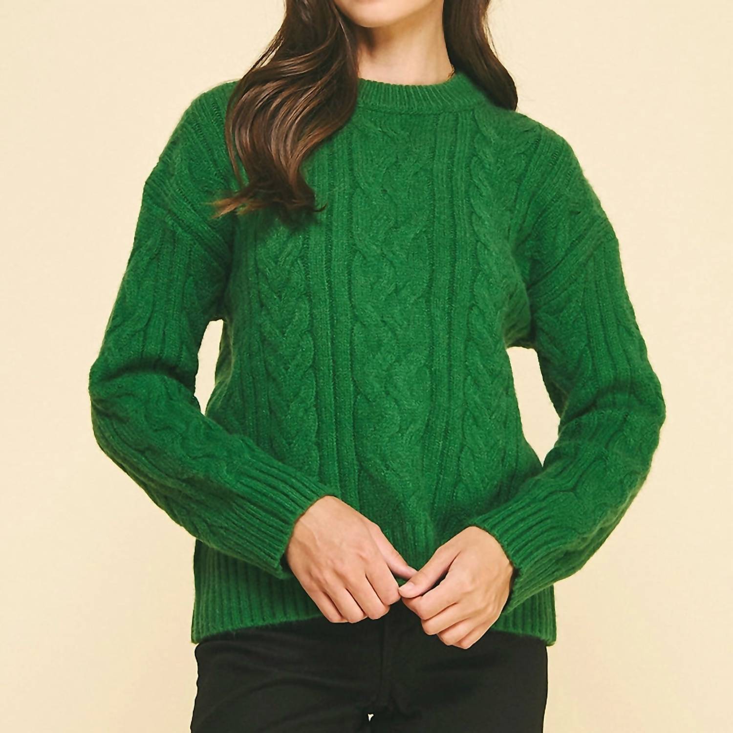 PINCH Cable Knit Sweater in green - women's sweater