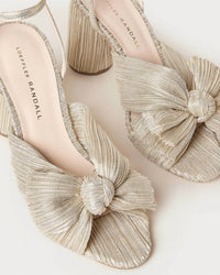 Loeffler Randall - Women's Camellia Platinum Pleated Bow Heel Sandals