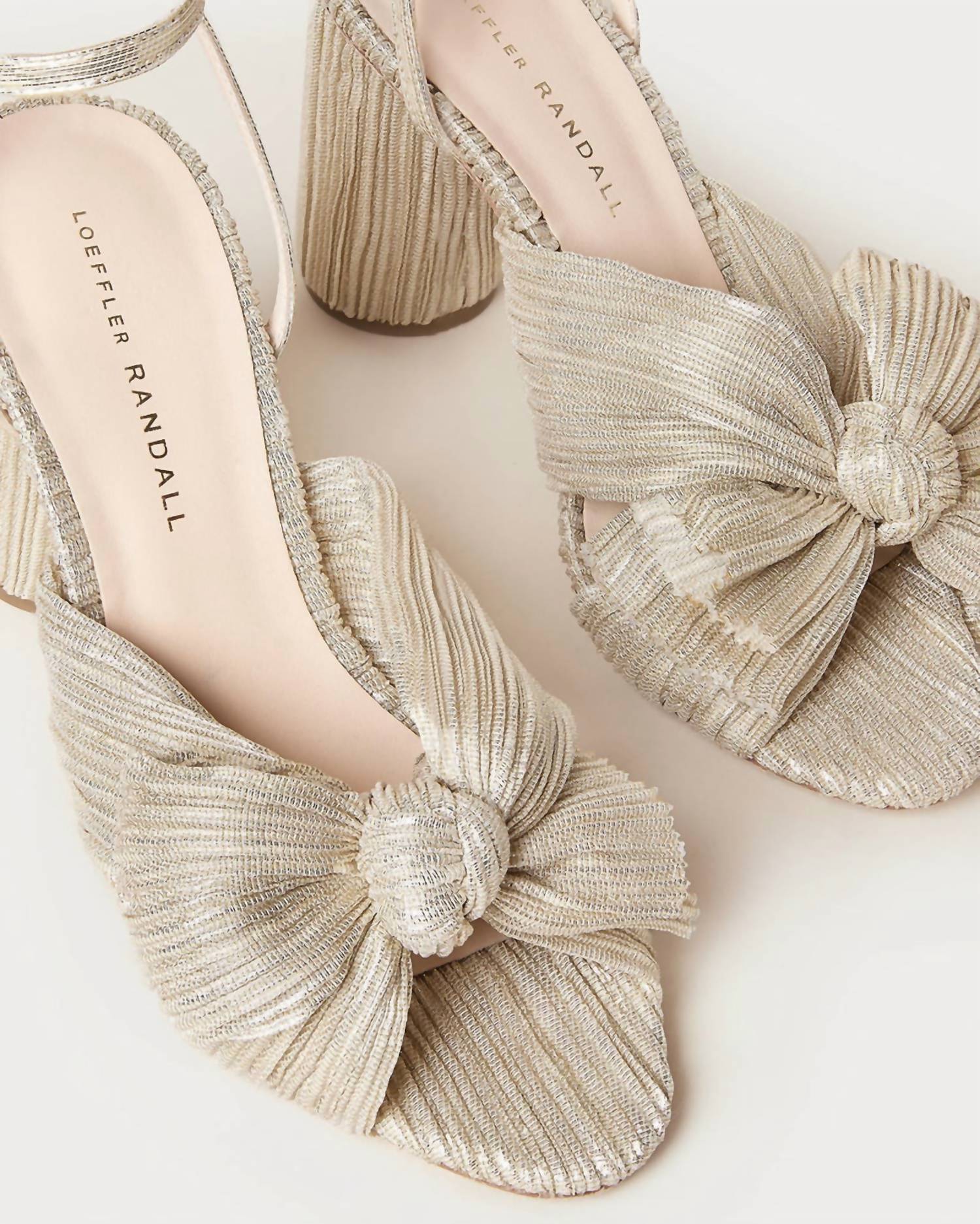 Loeffler Randall - Women's Camellia Platinum Pleated Bow Heel Sandals