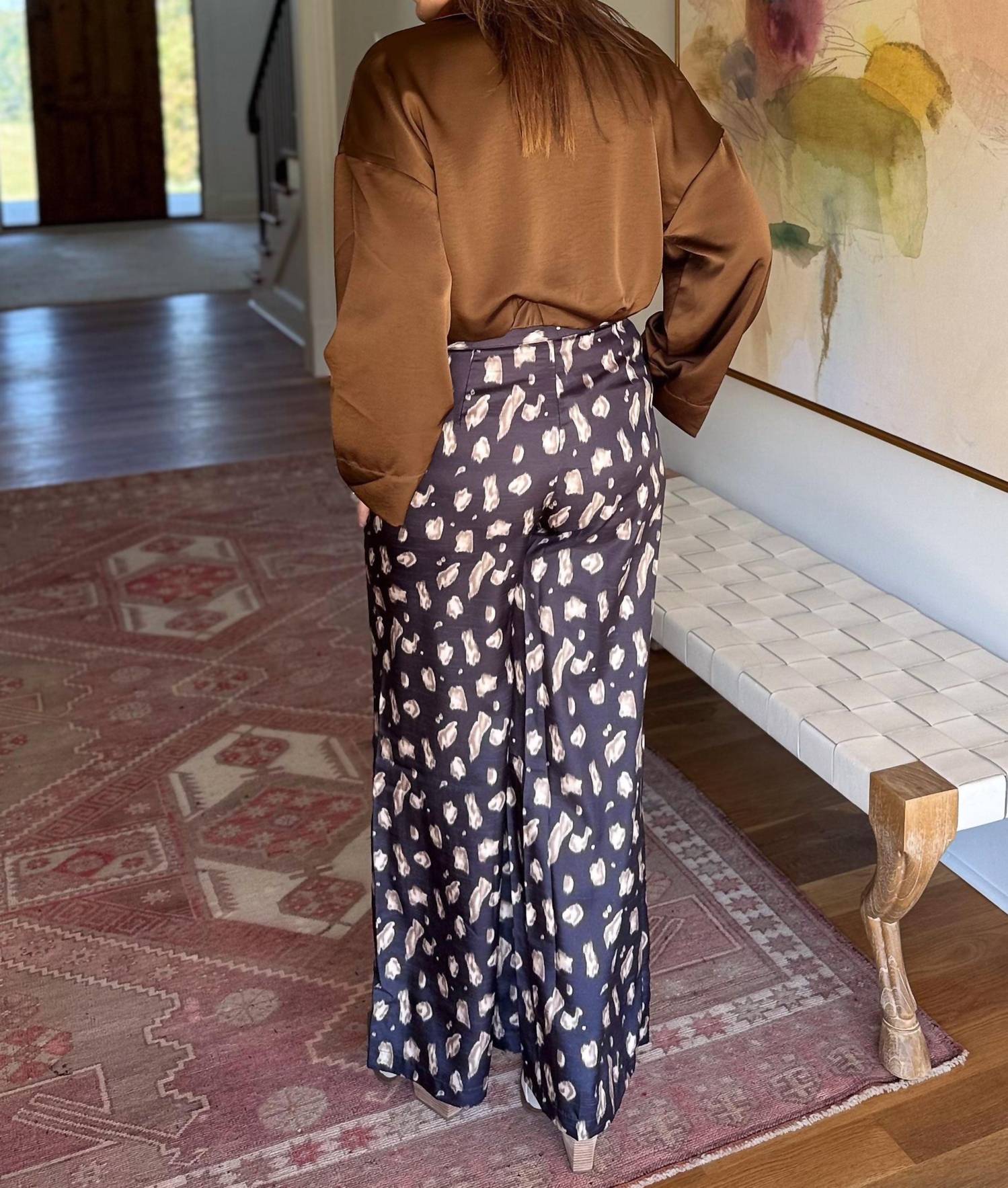 GLAM Savannah Chic Wide Leg Pants in navy - women's pants - view 4