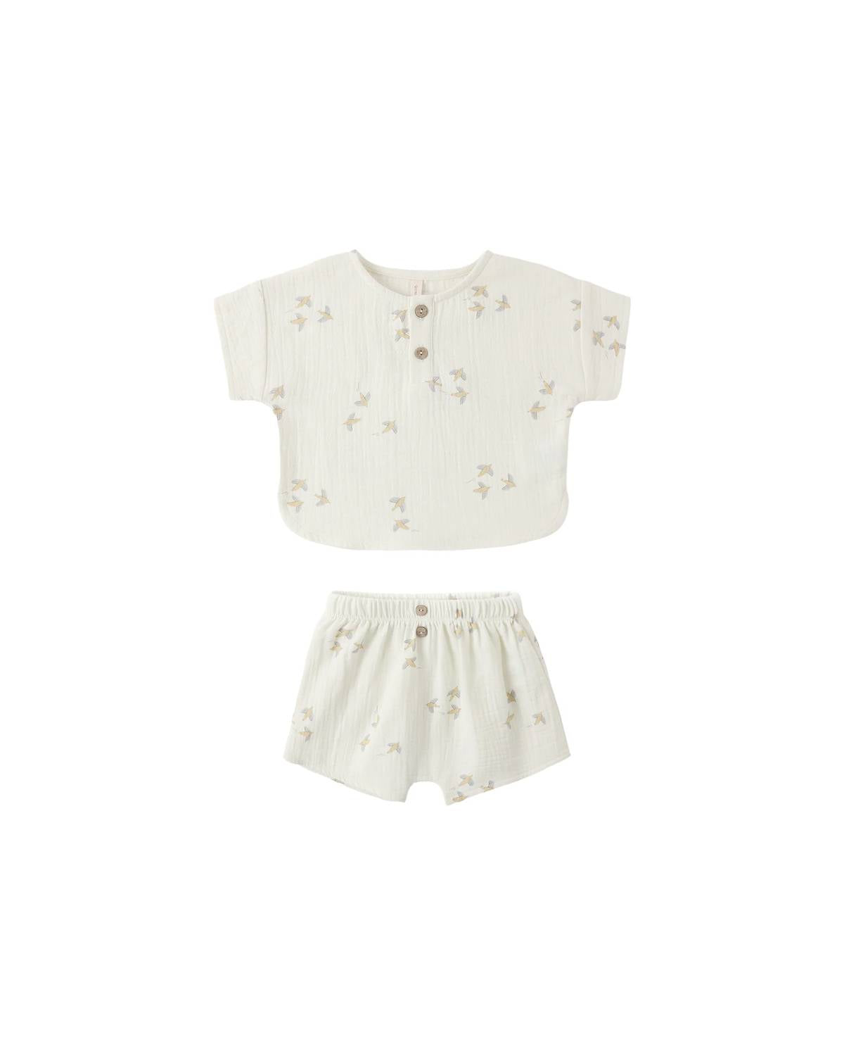 Quincy Mae - Boys Woven Boxy Top And Short Set
