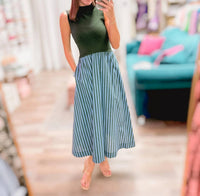 Entro - Striped Melody Midi Dress