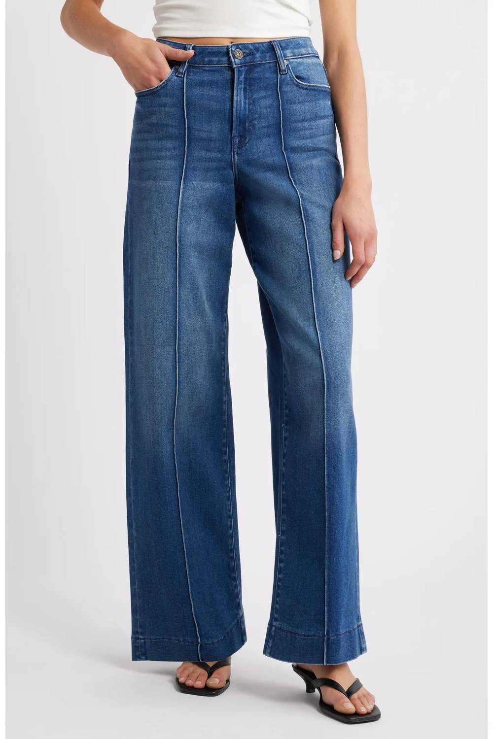 Hidden - Nori Pintuck High Waist Wide Leg Jeans