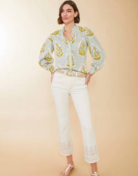 Spartina 449 - Laurita Blouse Richmond Hill Stripe Floral Motif Surf