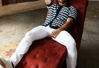 Eight X - The Ripple Crochet Short Sleeve Button Up Polo Shirt