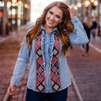 Layerz Clothing - Clyde Embroidered Chambray Top