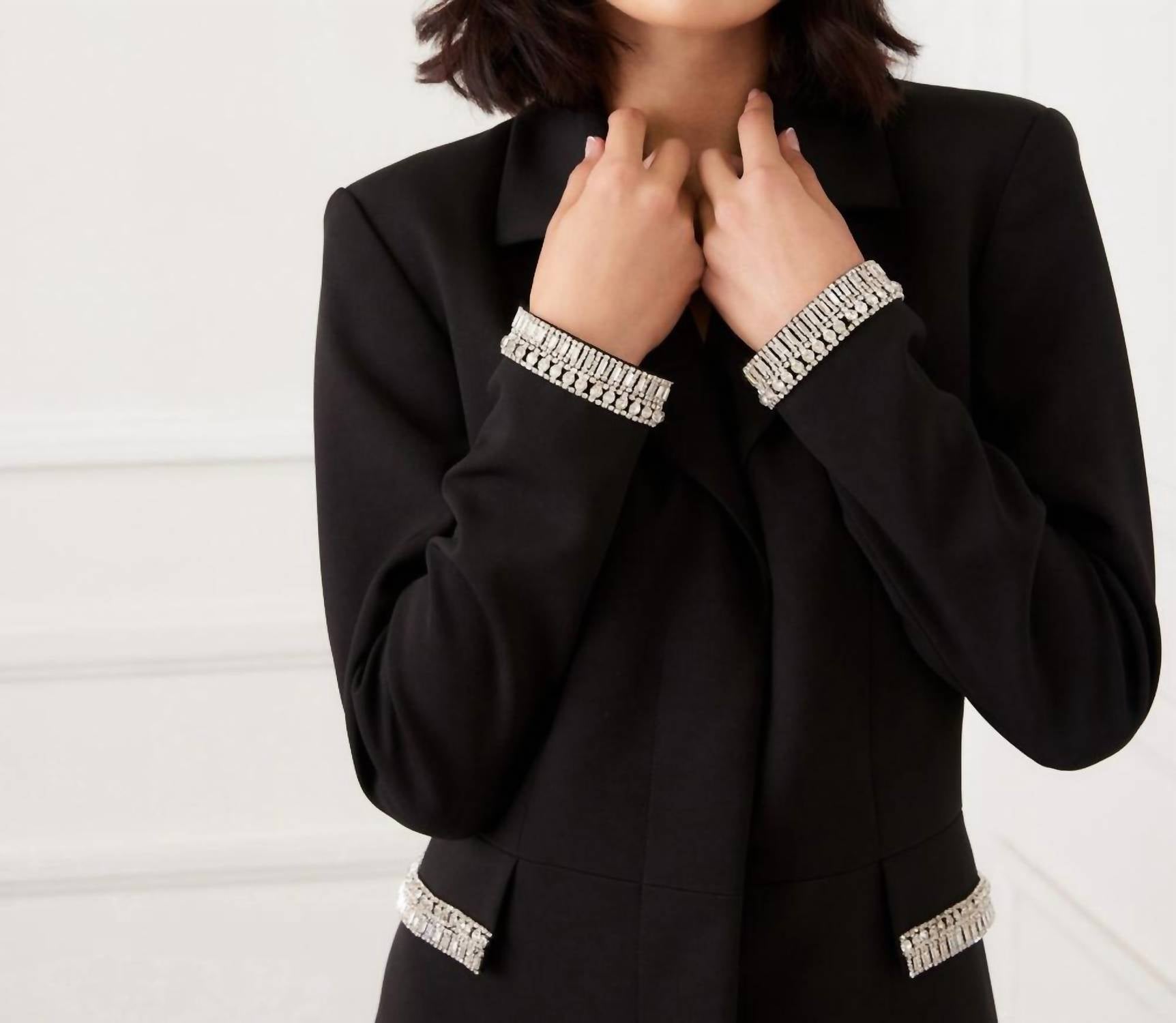 Karen Kane Embellished Cocktail Mini Blazer Dress in black - women's dress - view 7