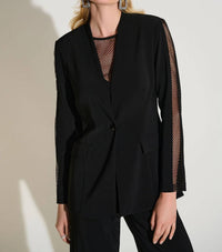 Joseph Ribkoff Embellished Mesh Insert Blazer Jacket in black - women's jacket