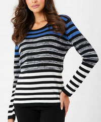 French Kyss - Mixed Stripe Scoop Neck Top