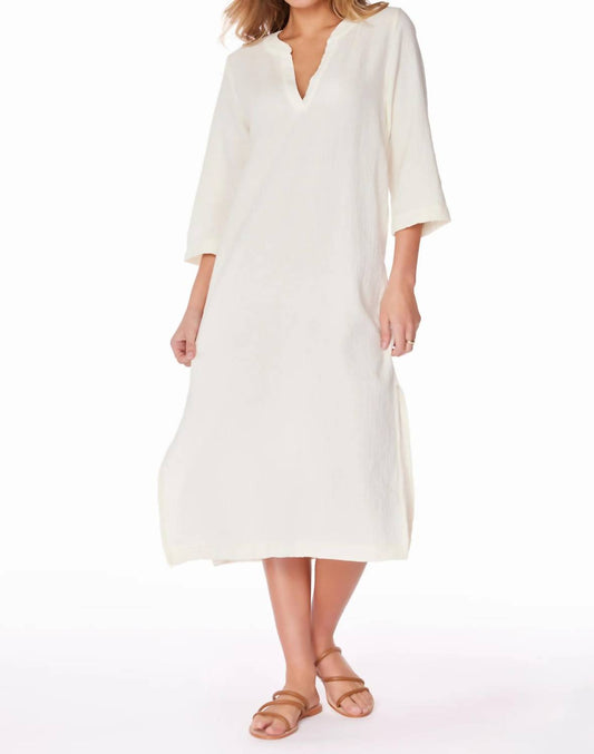 Bobi - Raw Edge 3/4 Sleeve Midi Caftan