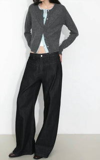 Cubic Crewneck Layered Cardigan in gray - women's cardigan