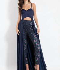 Rachel Allan - Stretch Satin Gown With Beaded Pants