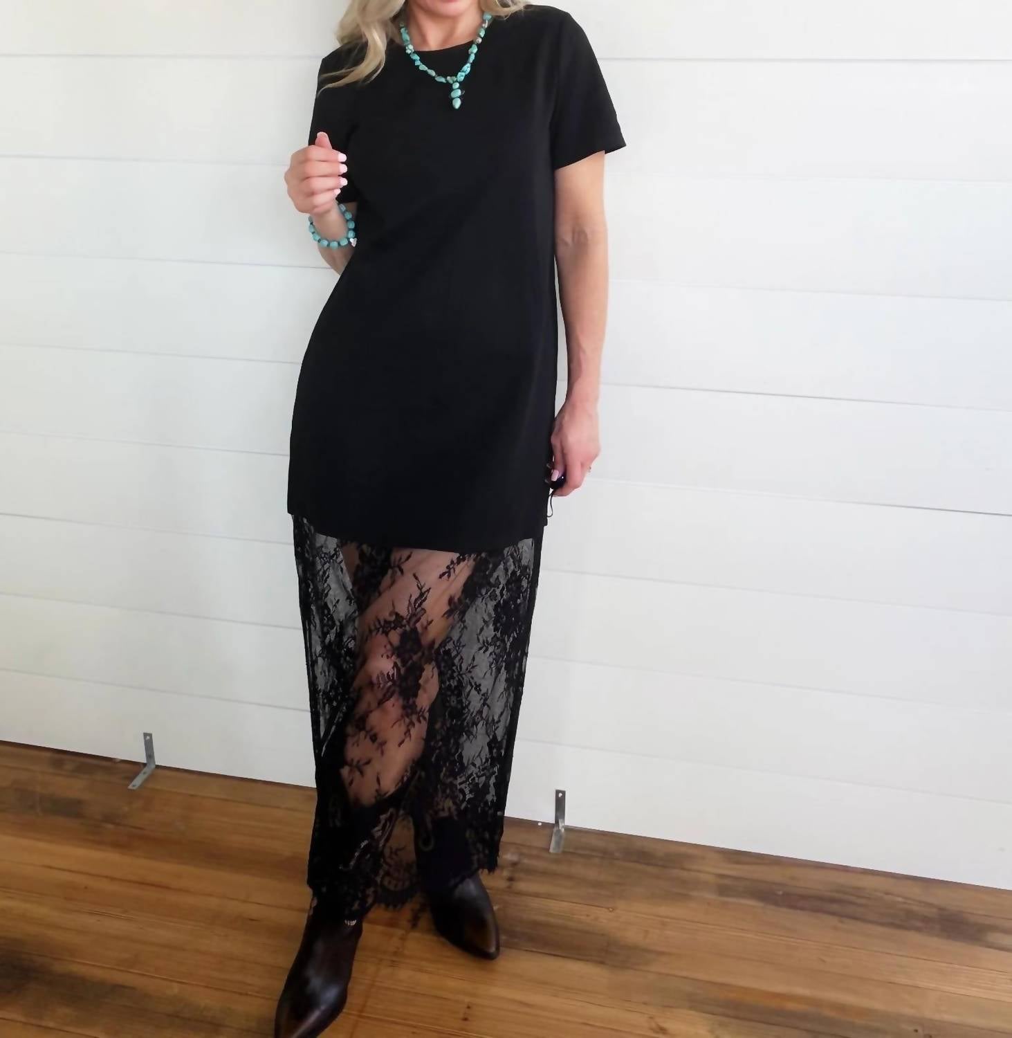 Blue B - Oversized Lace Layered Midi Dress