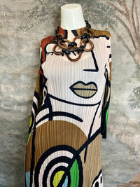 Vanite Couture Women's Picasso Mix Abstract Dress in green mocha - women's dress - view 7