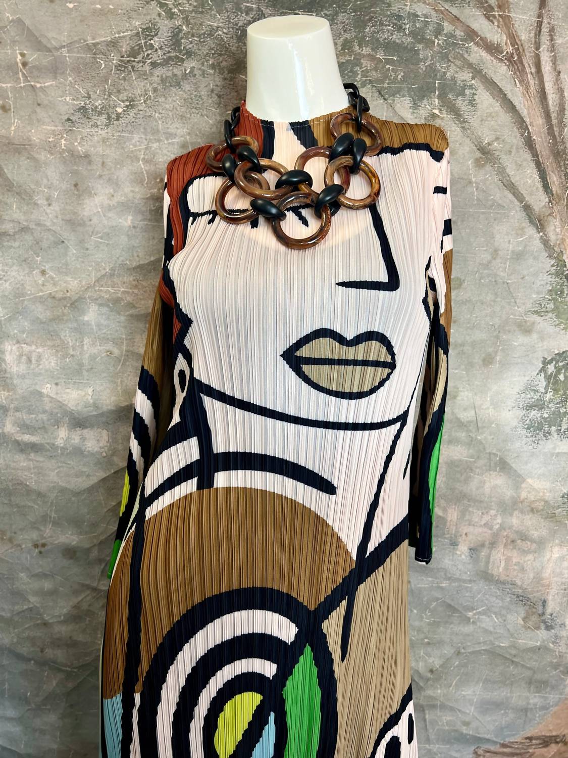 Vanite Couture Women's Picasso Mix Abstract Dress in green mocha - women's dress - view 7