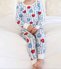 Caden Lane Sweet Like Candy Two Piece Pajama Set in blue - kids' sleepwear - alternate view
