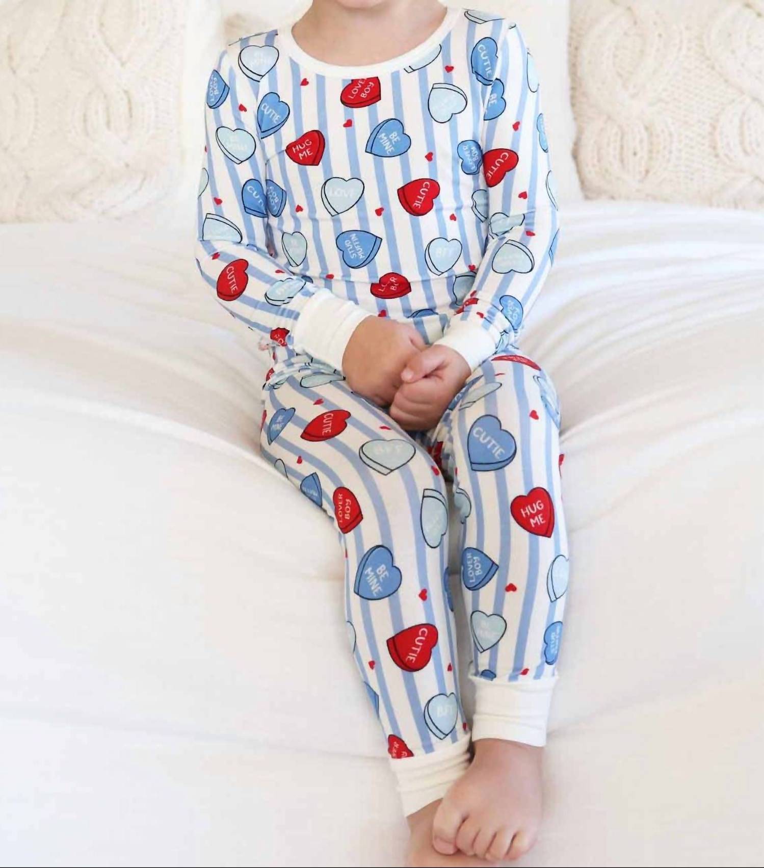 Caden Lane Sweet Like Candy Two Piece Pajama Set in blue - kids' sleepwear - alternate view
