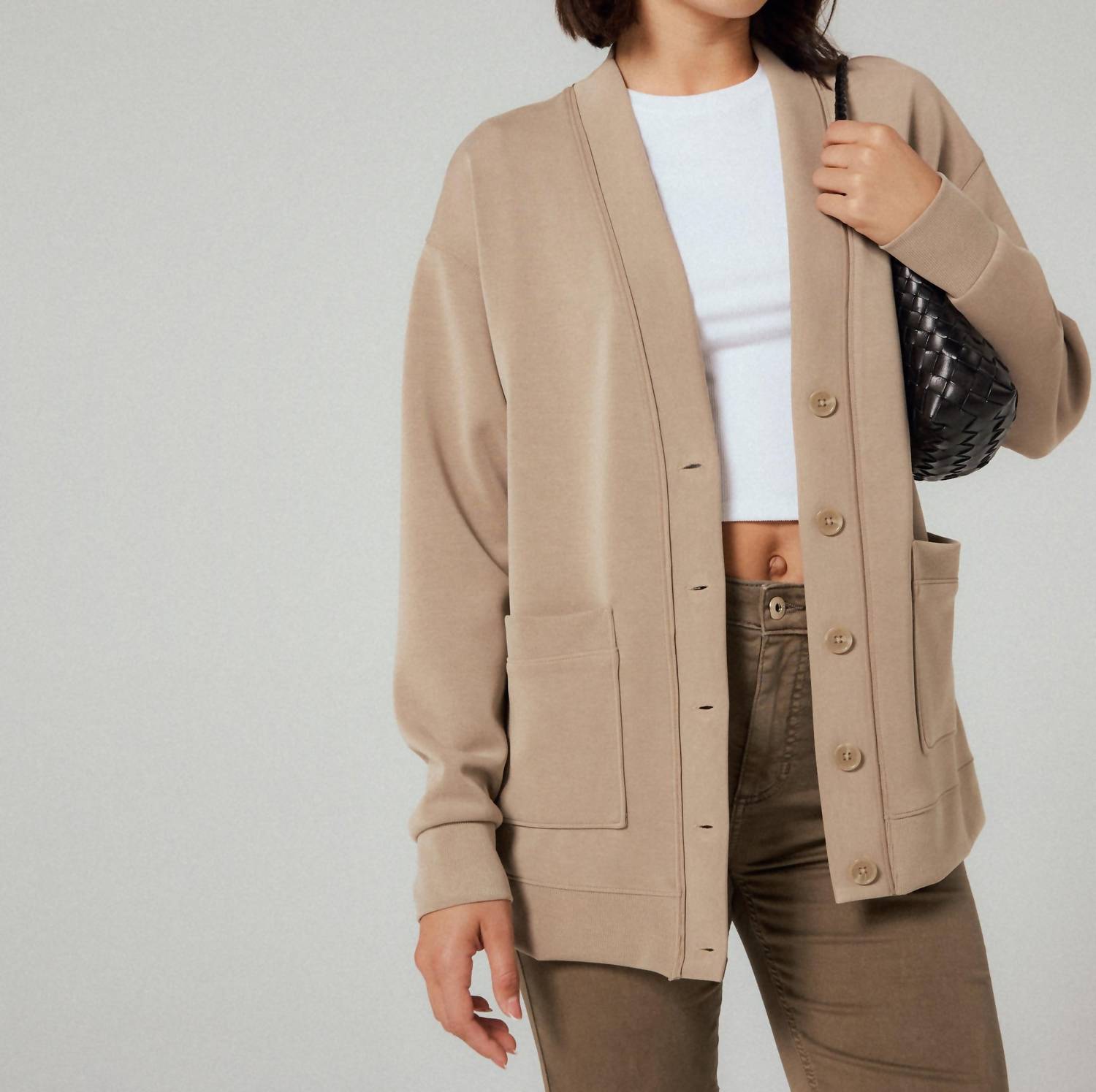 7Diamonds Rev Understated Structure Cardigan in hazelwood - women's cardigan - view 4