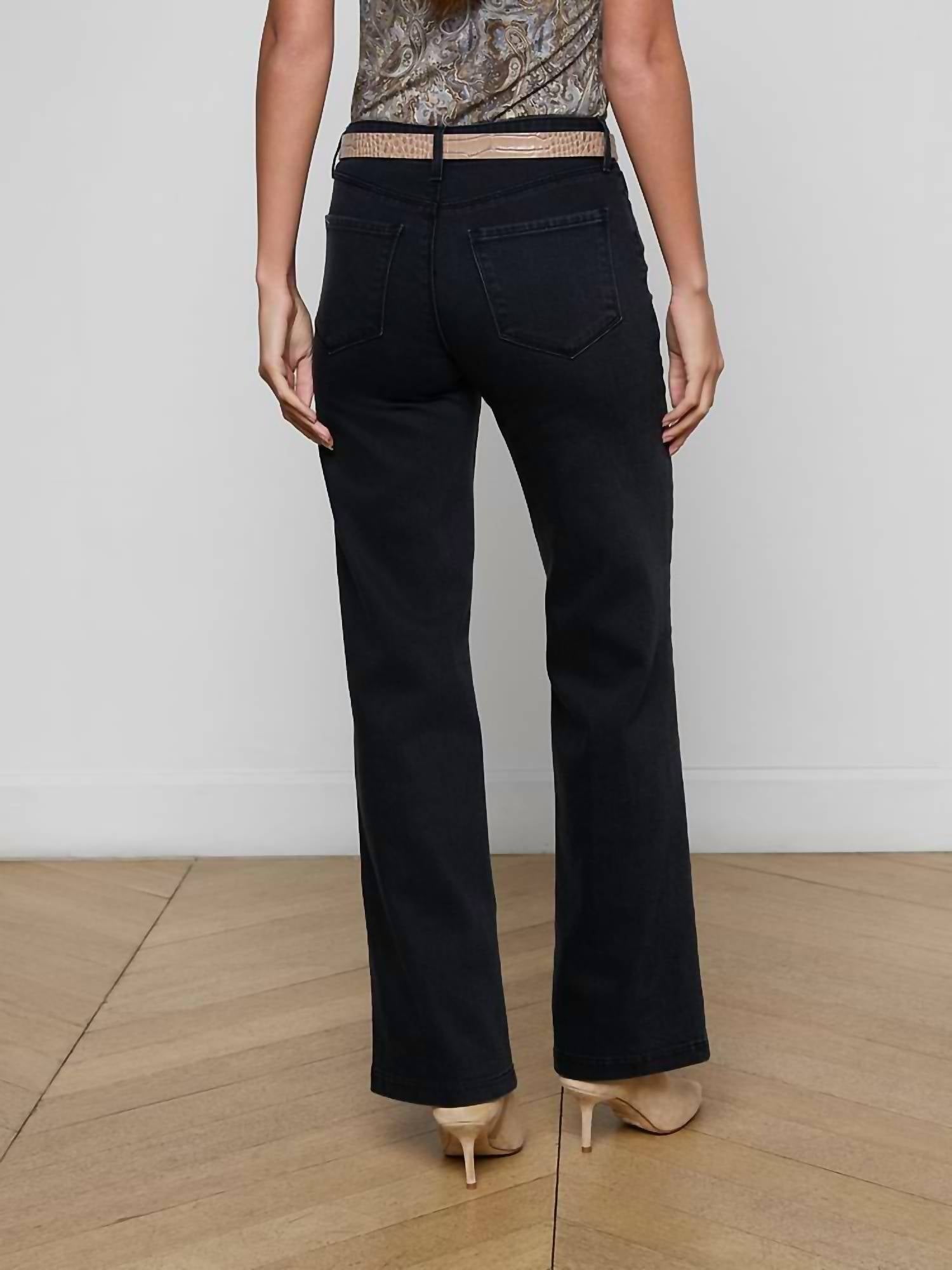 L'Agence Scottie Wide-leg Jean in washed black - women's jeans - alternate view