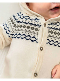 Viverano Organics - Baby Fair Isle Sweater Knit Hooded Jumpsuit