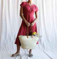 Downeast - Short Sleeve Inverted Pleat Midi Length Knit Dress