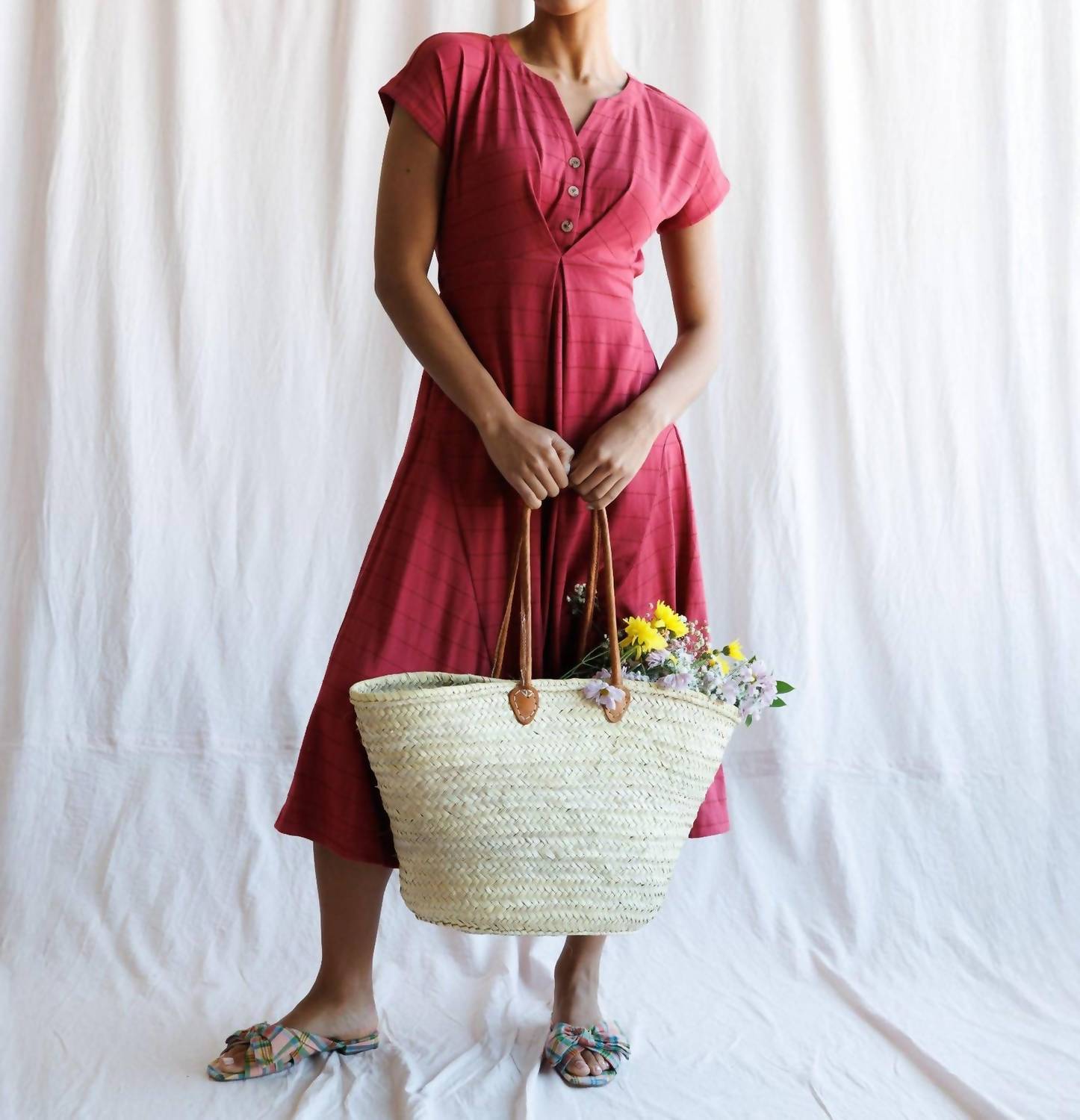 Downeast - Short Sleeve Inverted Pleat Midi Length Knit Dress