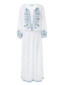 Melissa Odabash - Sienna Embroidered 3/4 Sleeve Maxi Dress