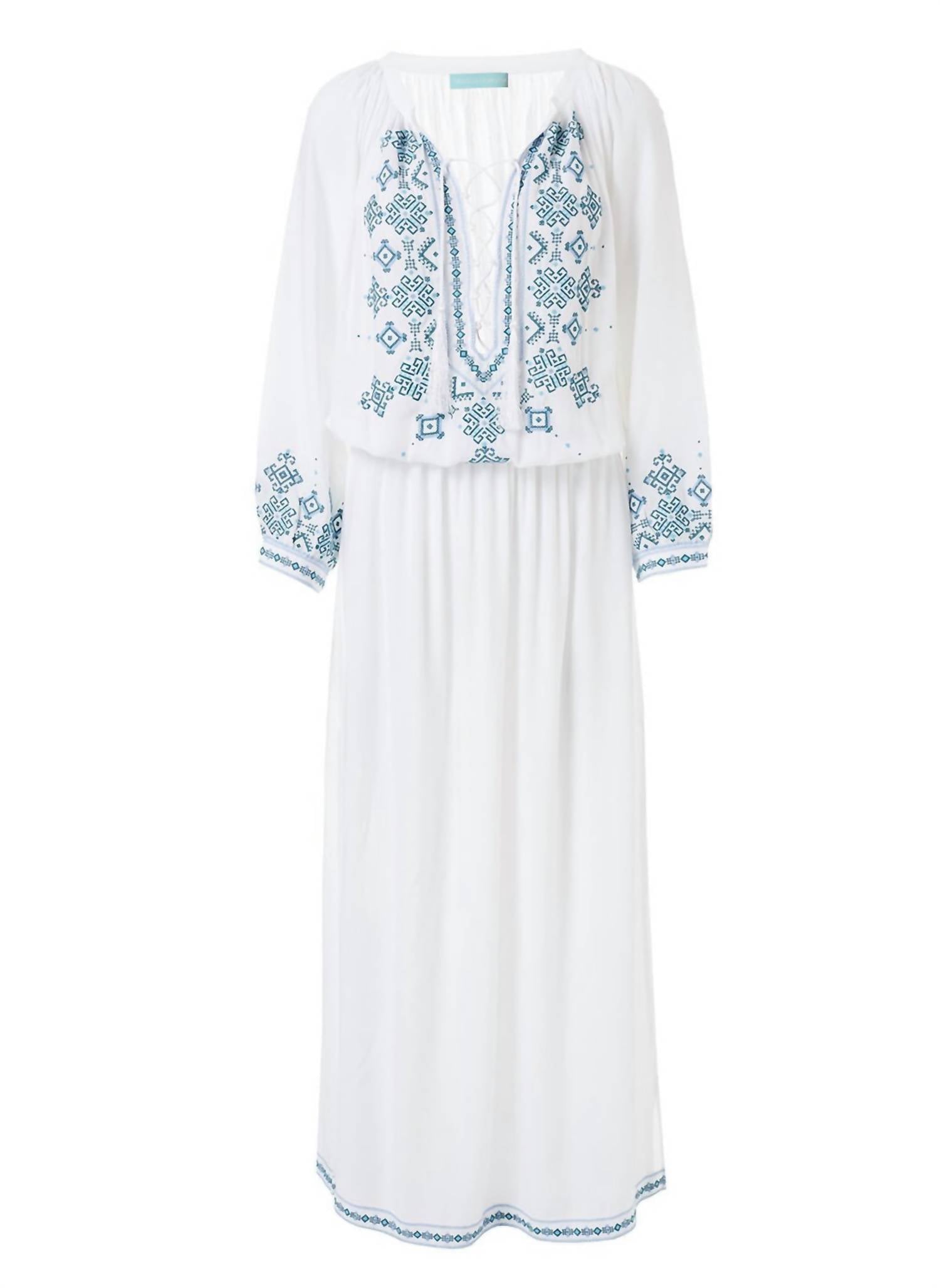 Melissa Odabash - Sienna Embroidered 3/4 Sleeve Maxi Dress