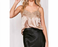 Vine & Love - Leopard Jacquard Lace Trim Cami Top