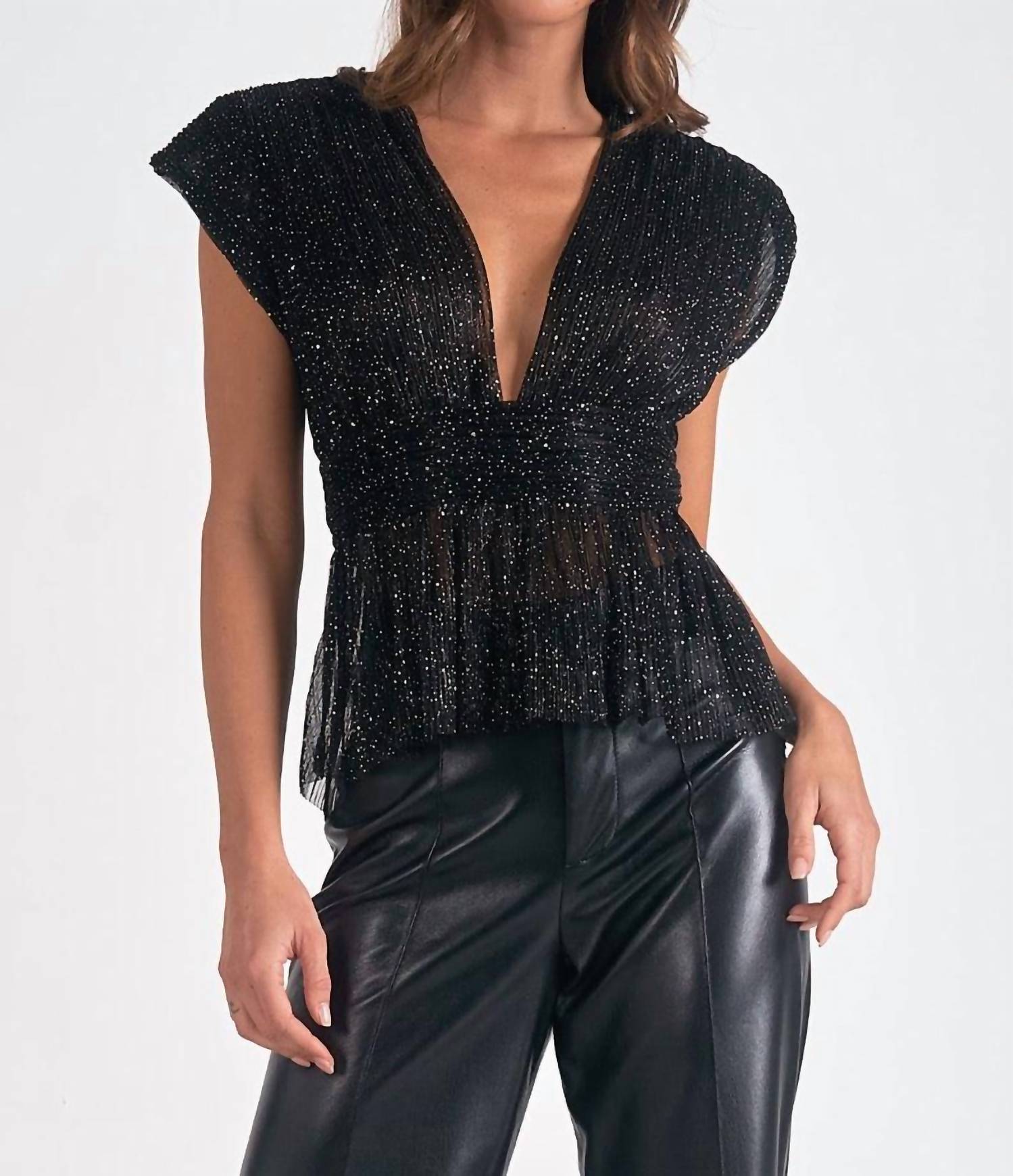 Elan - Vienna Sleeveless Plunge Blouse