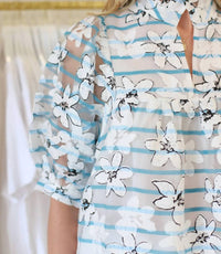 Jade Women's High Neck Puff Sleeve Top in blooming silhouette - women's blouse - alternate view